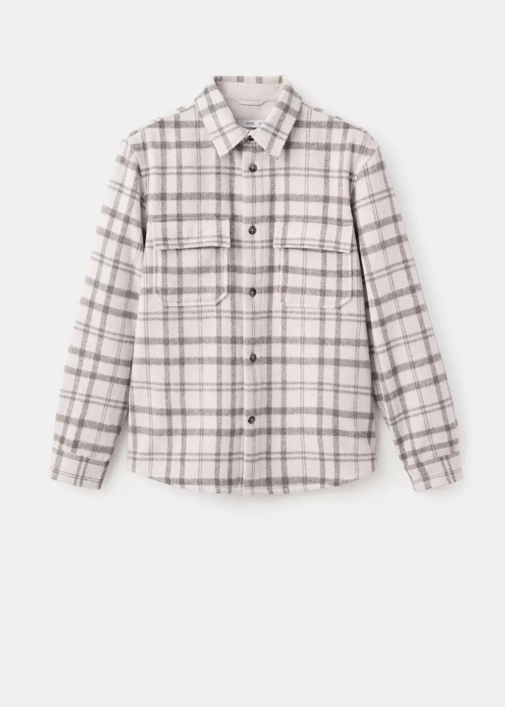 Beige Check Flannel Overshirt, Light Beige, large image number 7