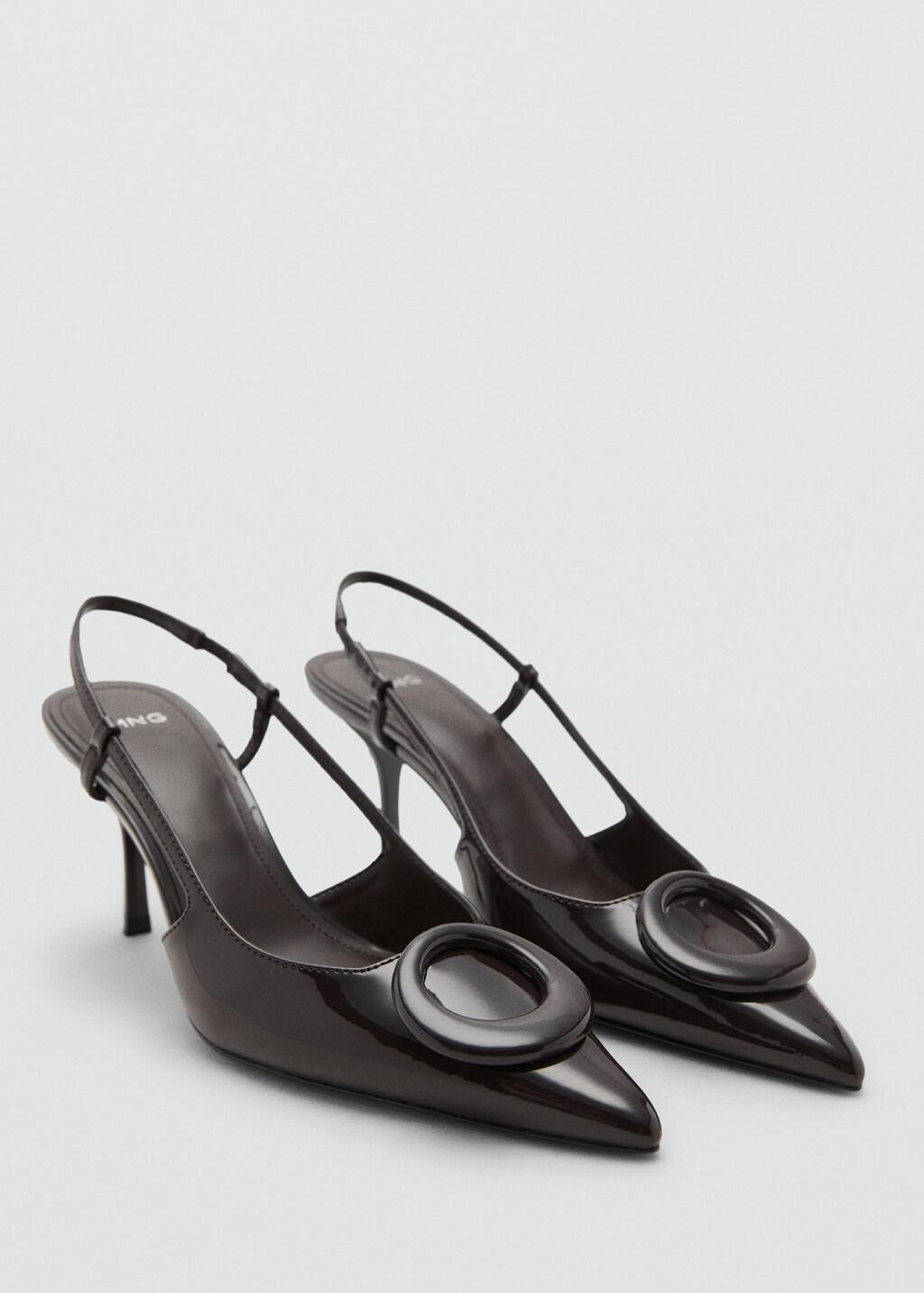 Brown Patent Leather High-Heeled Shoes With Ring Detail, Dark Brown, large image number 0