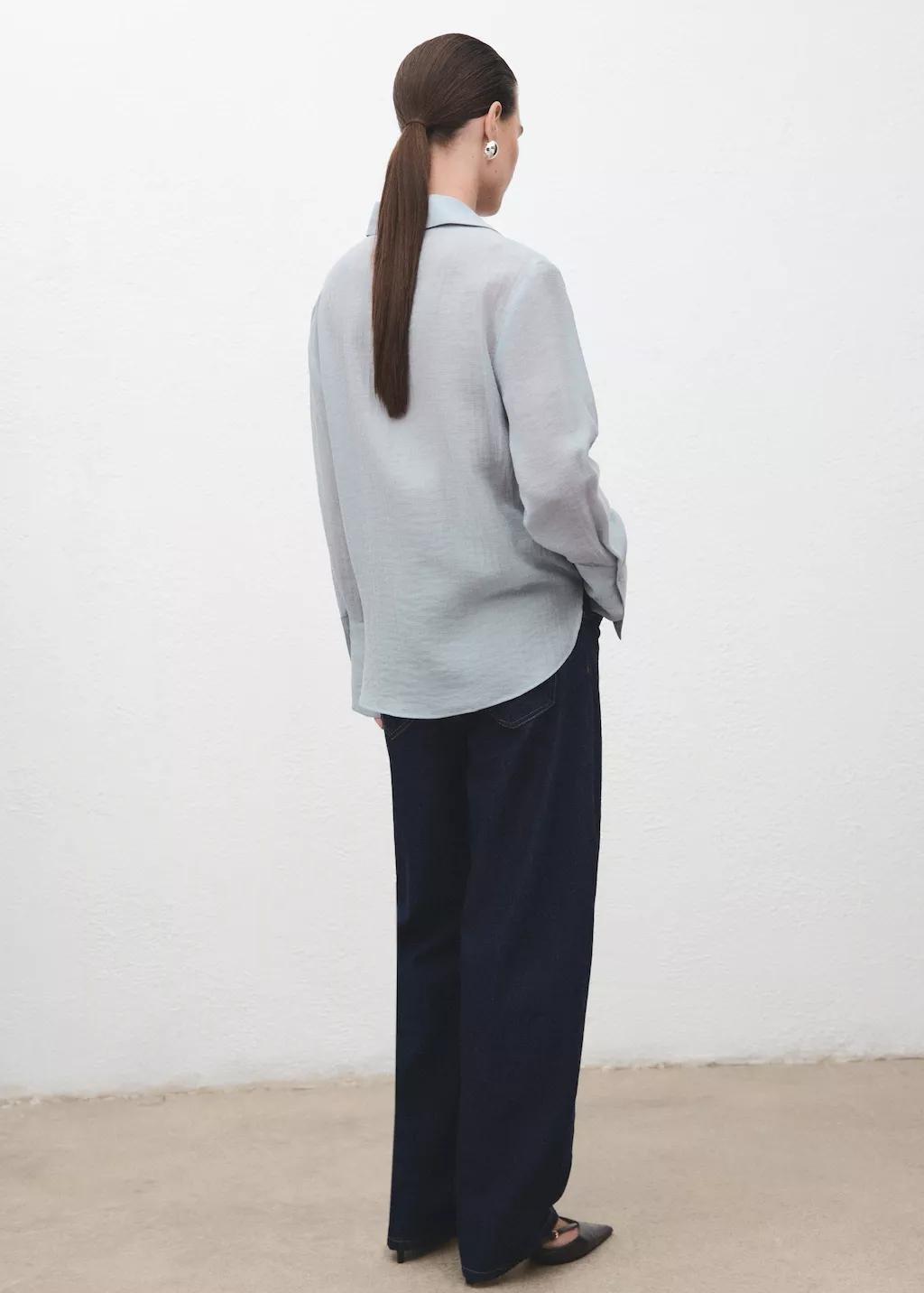 Blue Embroidered Lyocell Blouse, 0201_52, medium