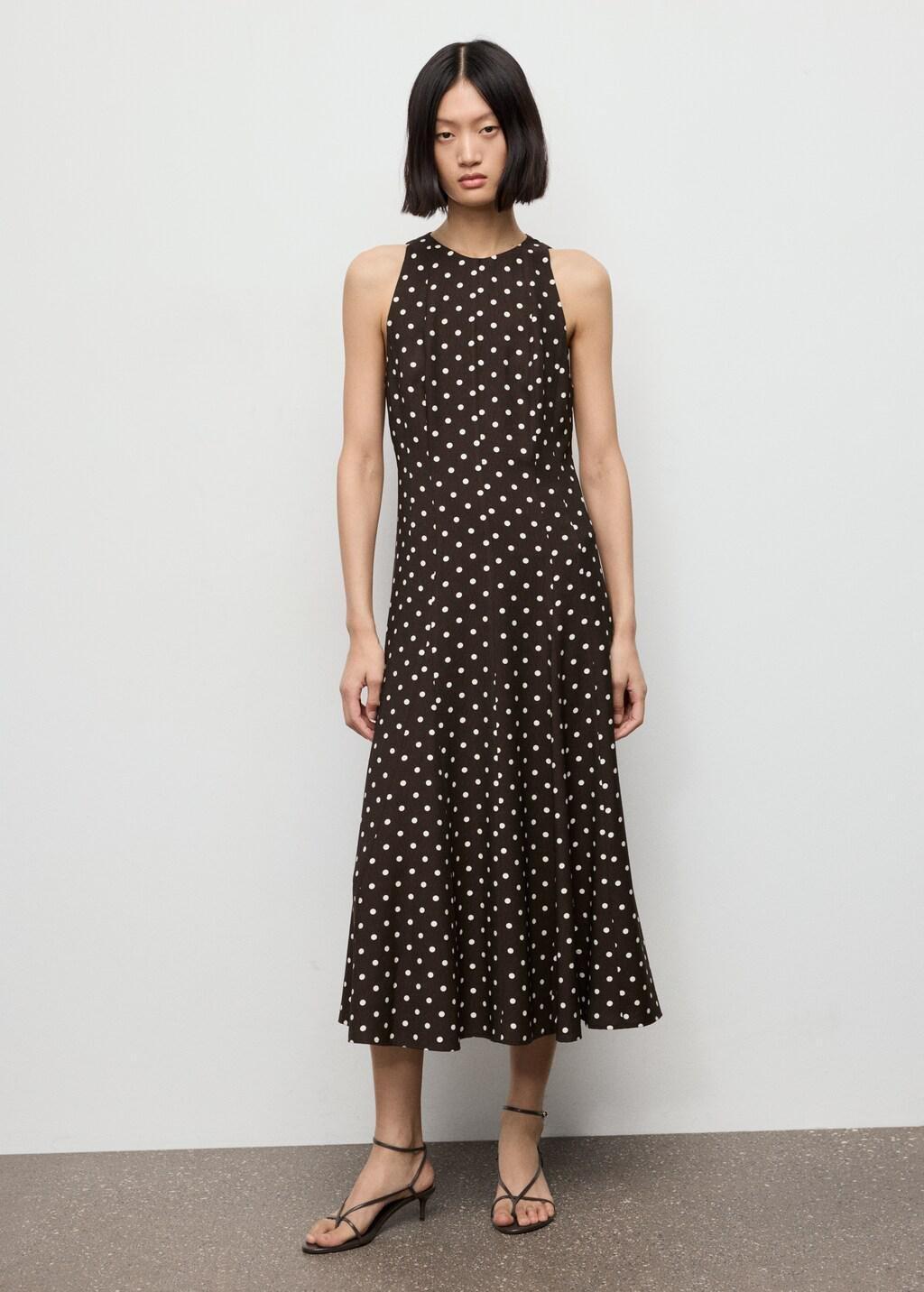 Brown A-Line Polka-Dot Dress, 0201_32, large image number 0