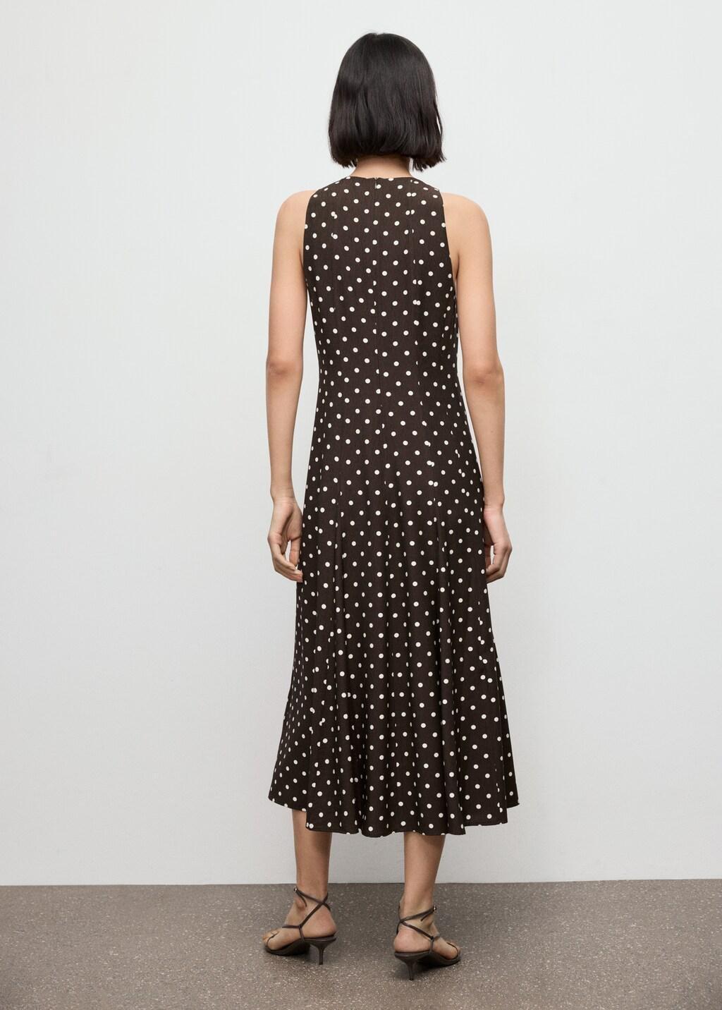 Brown A-Line Polka-Dot Dress, 0201_32, large image number 2