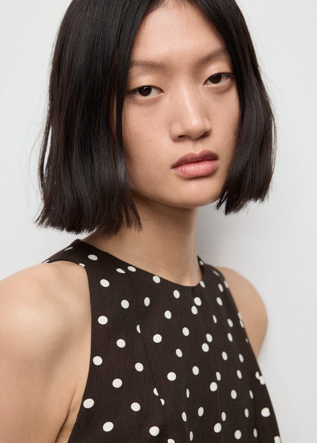 Brown A-Line Polka-Dot Dress, 0201_32, large image number 4