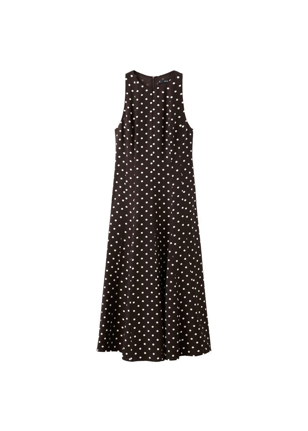Brown A-Line Polka-Dot Dress, 0201_32, large image number 6