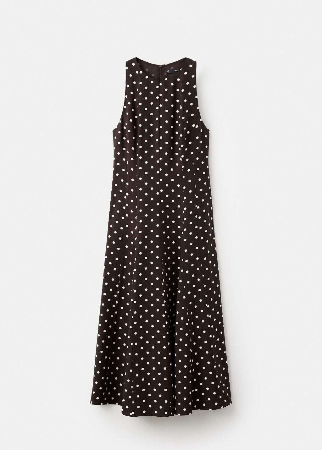 Brown A-Line Polka-Dot Dress, Dark Brown, large image number 7