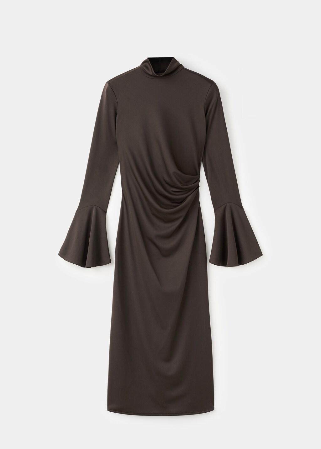 BROWN Fitted dress with bell sleeves, 0201_30, large image number 6