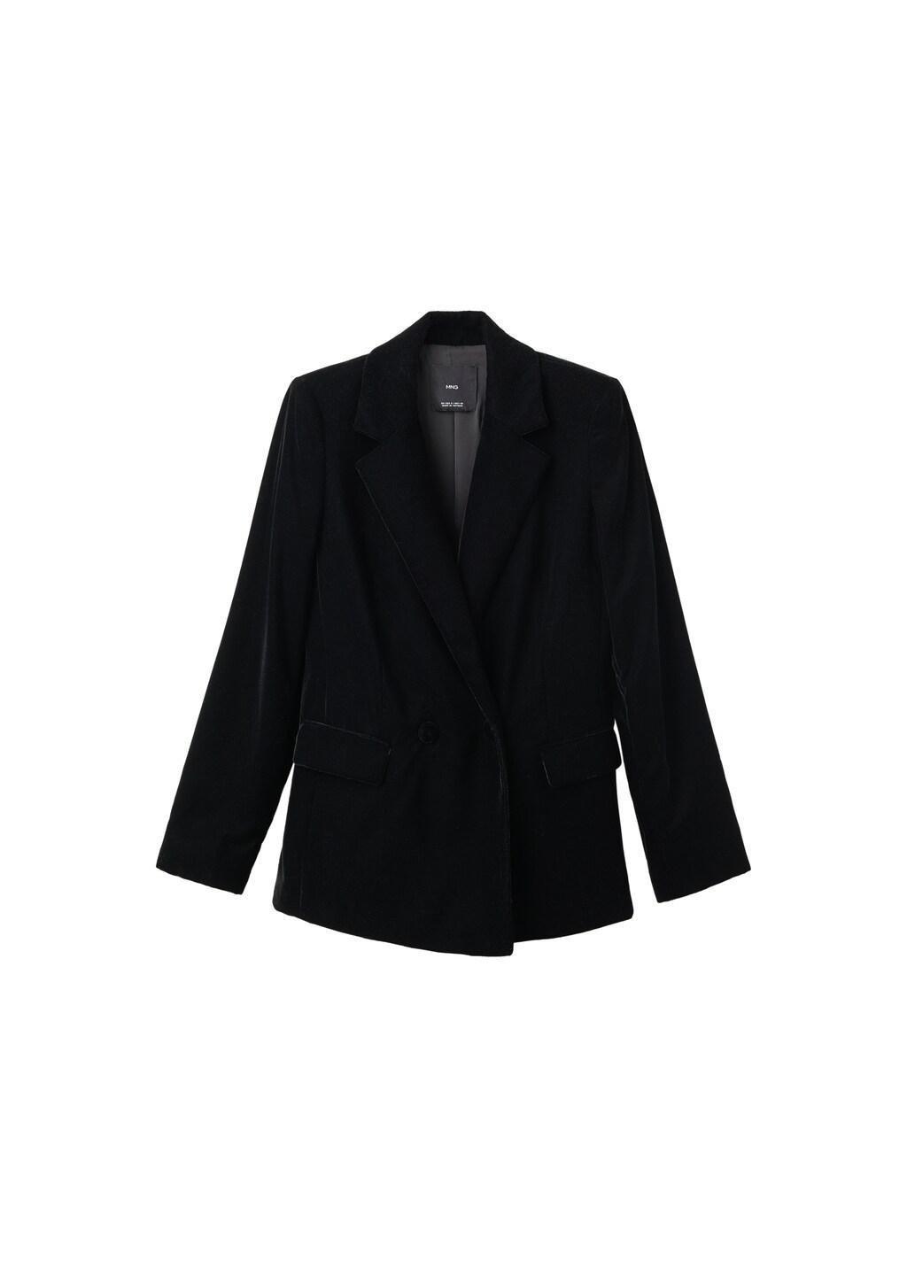 BLACK Double-breasted velvet jacket, 0201_99, large image number 7