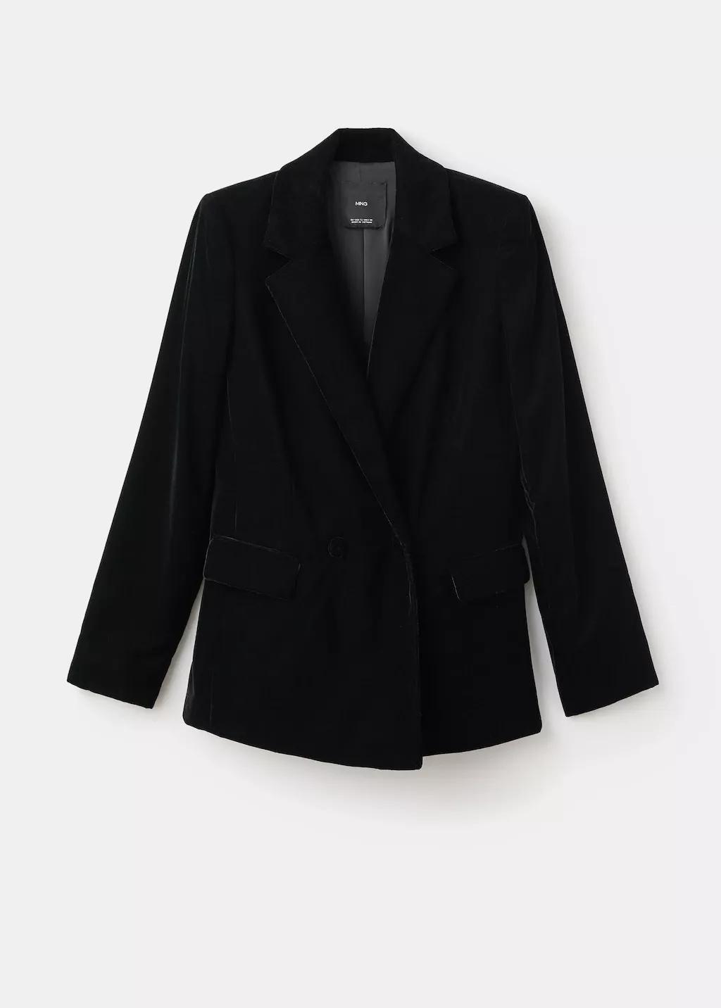 BLACK Double-breasted velvet jacket, 0201_99, large image number 8