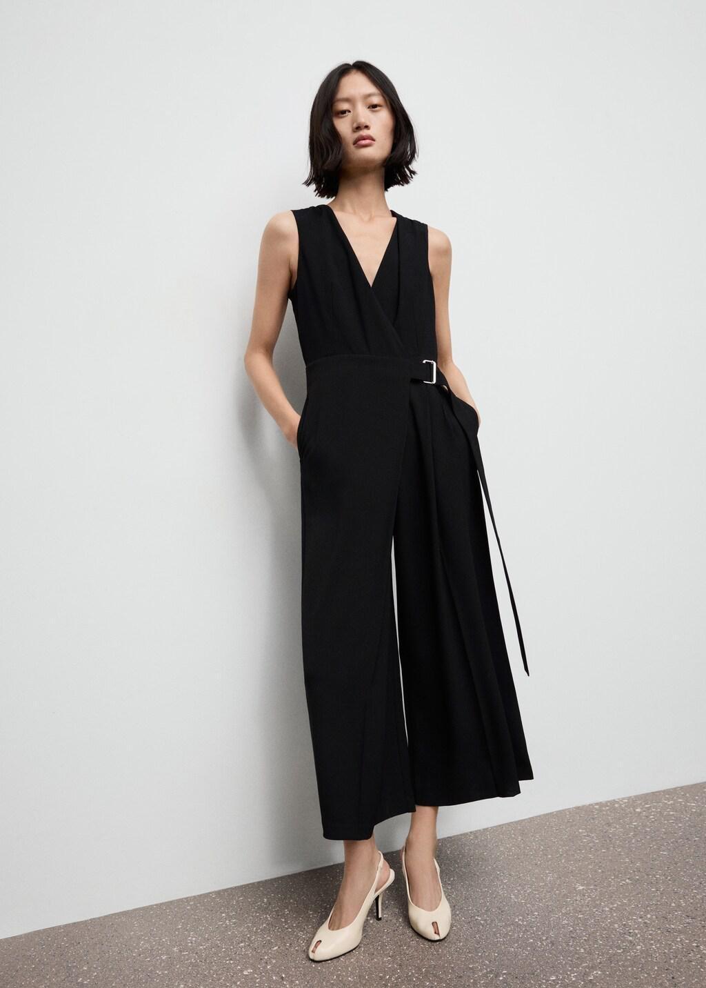 BLACK Belt wrap jumpsuit, Black, large image number 0