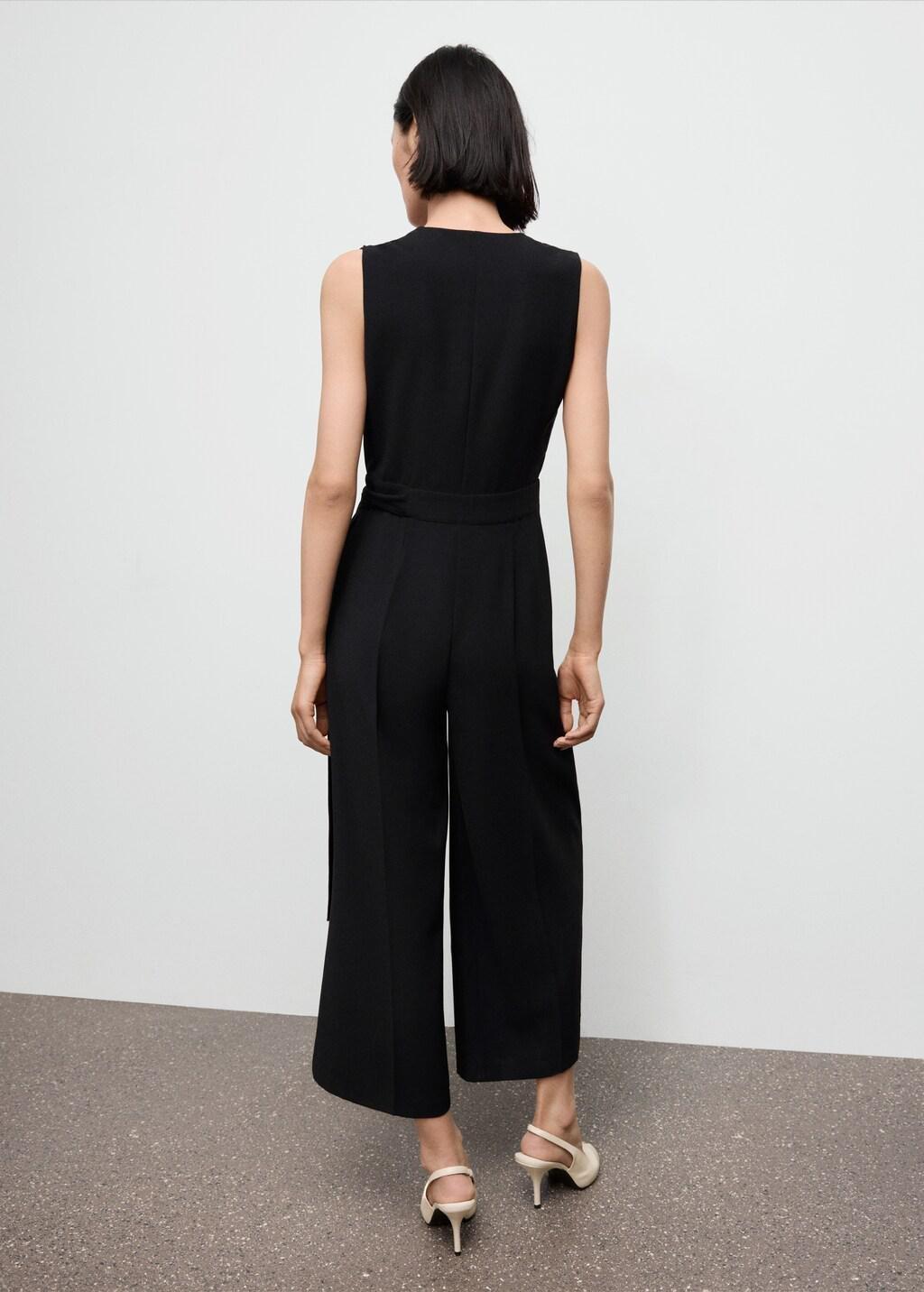 BLACK Belt wrap jumpsuit, Black, medium