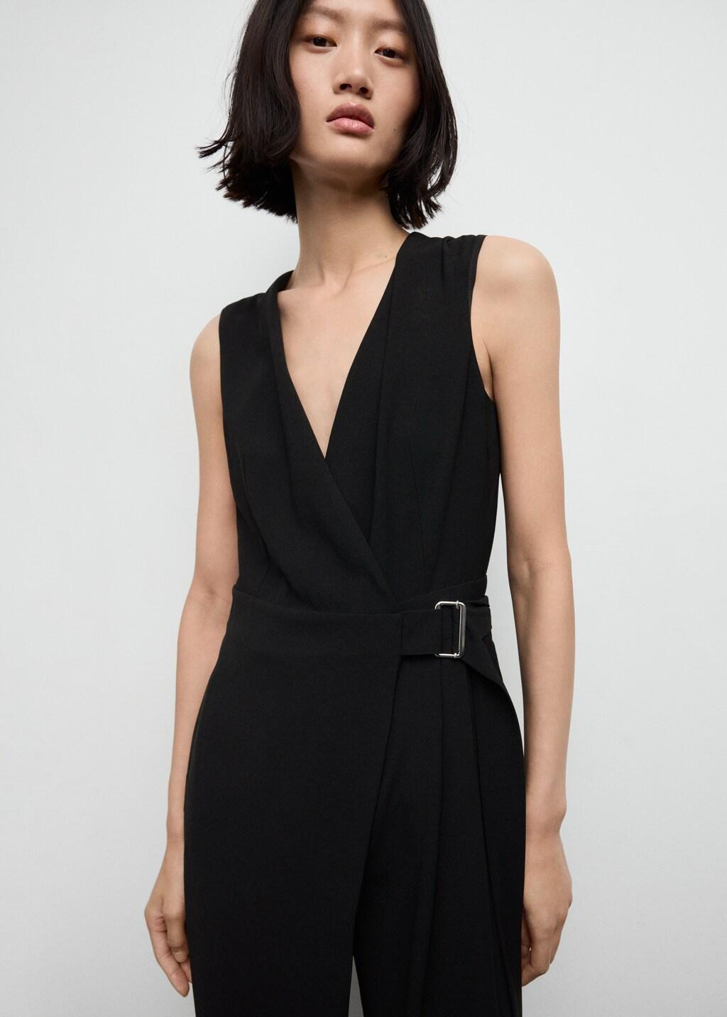 BLACK Belt wrap jumpsuit, Black, large image number 3