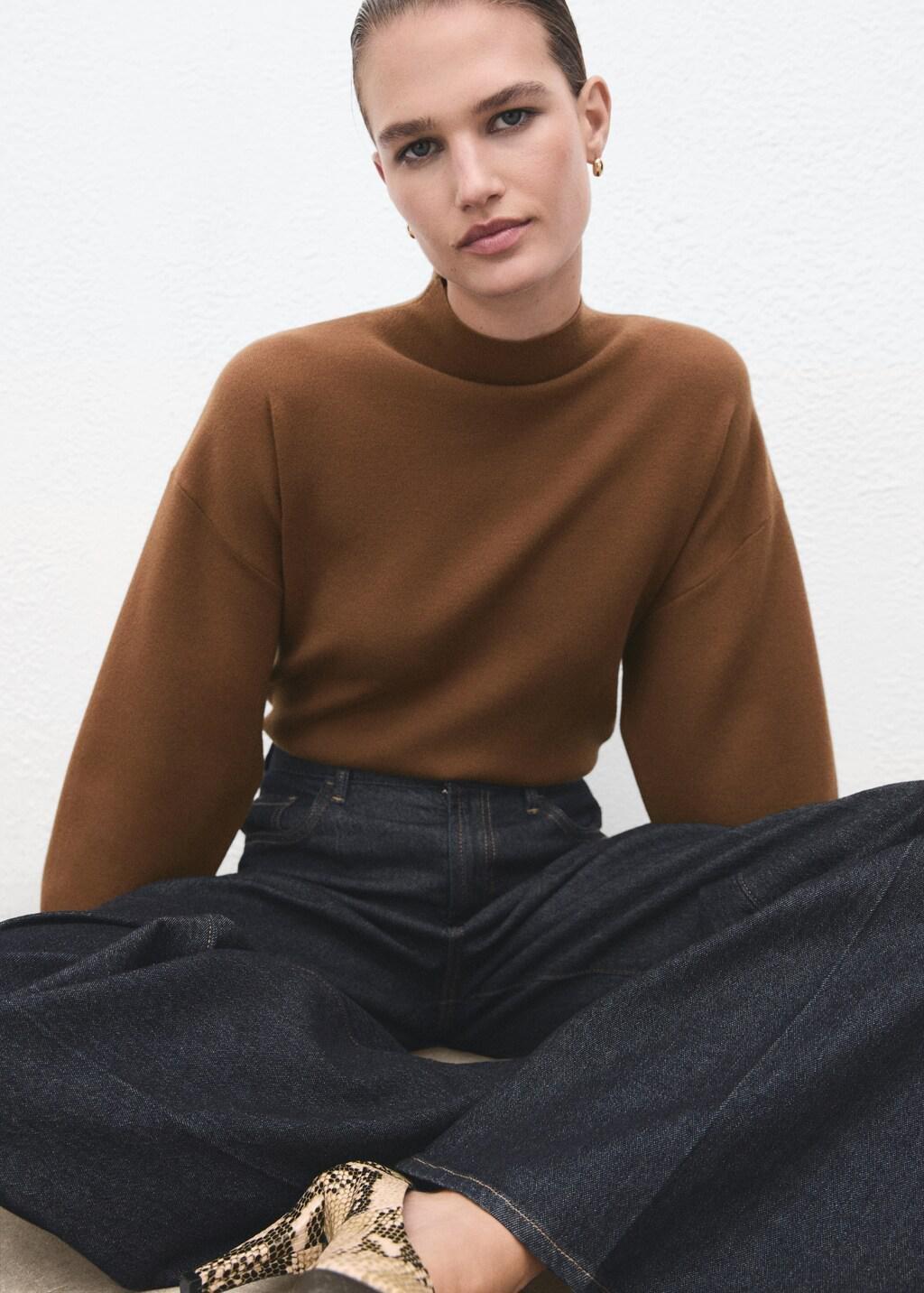 DARK BROWN High collar sweater, Dark Brown, large image number 4