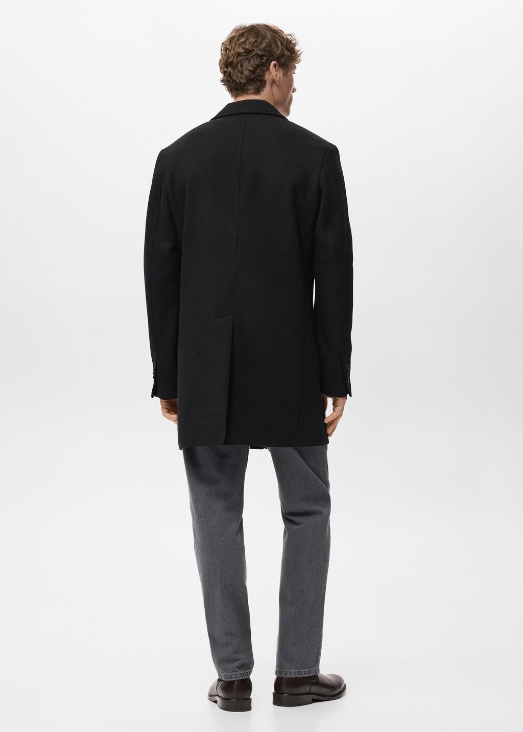 Black Lightweight Recycled Wool Coat, Black, large image number 2