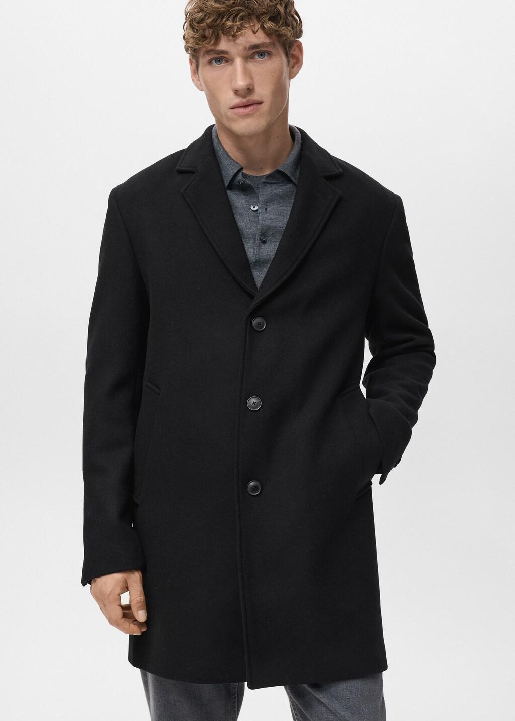 Black Lightweight Recycled Wool Coat, Black, large image number 3