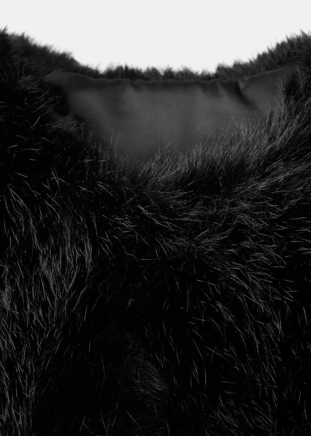 Black Faux-Fur Cropped Jacket, Black, large image number 1