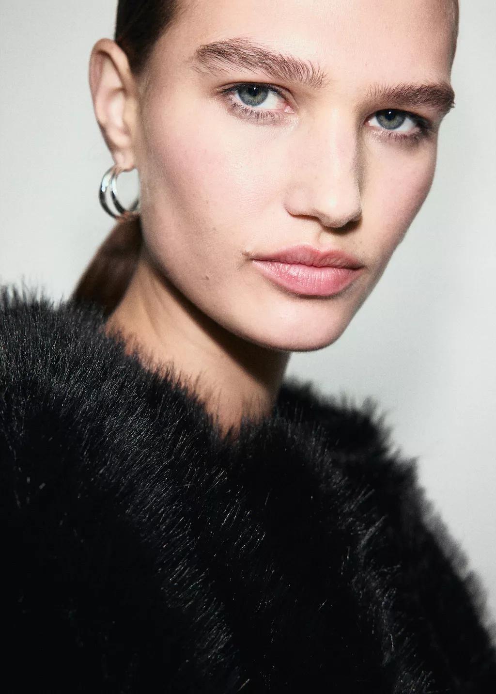 Black Faux-Fur Cropped Jacket, Black, large image number 4