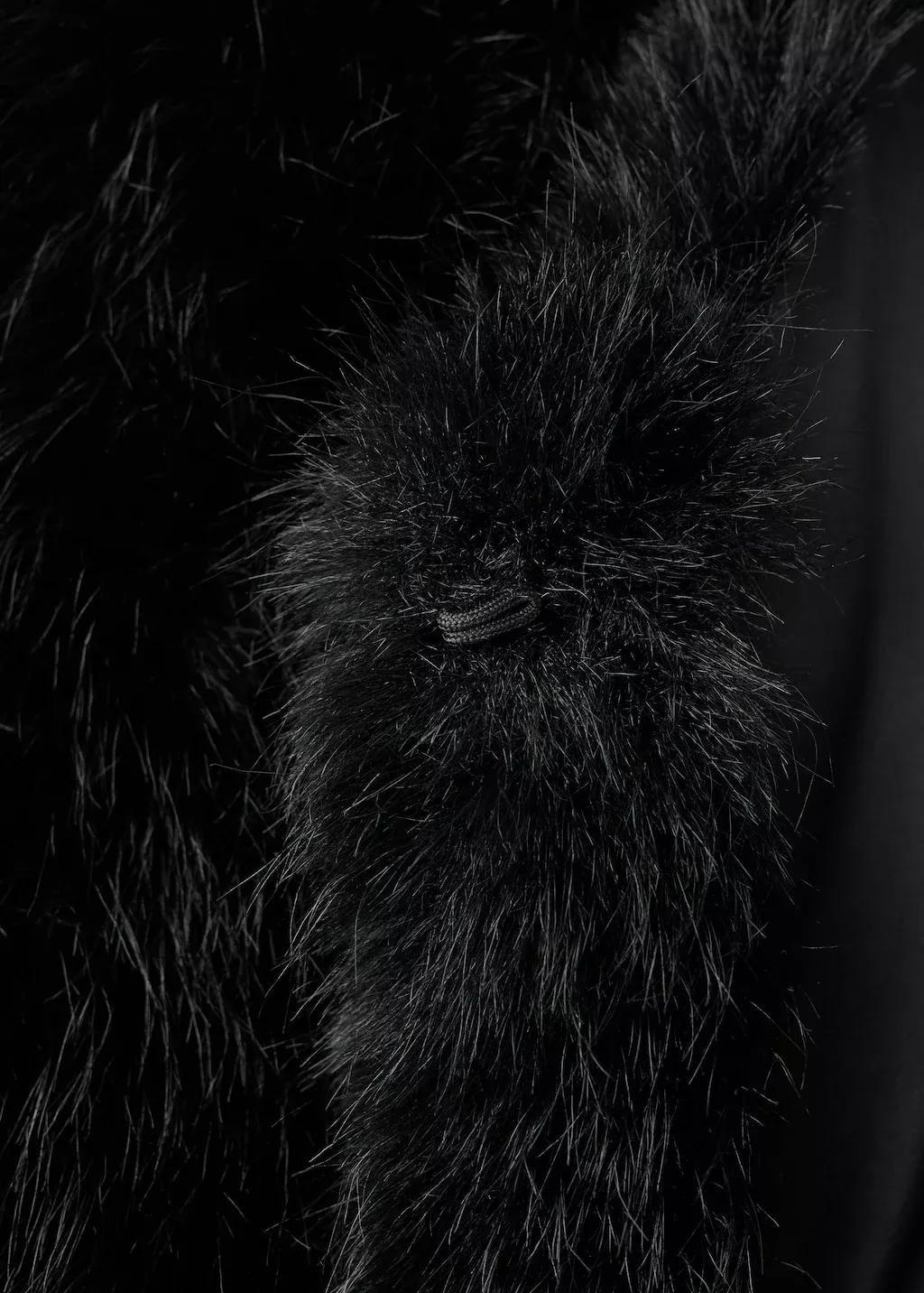 Black Faux-Fur Cropped Jacket, Black, large image number 5