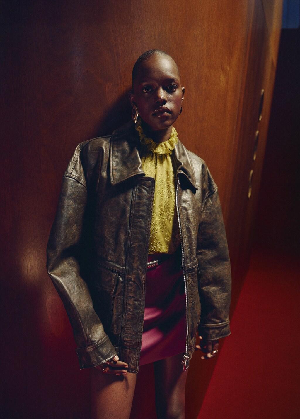 Green Lace Top With Ruff Collar, Dark Green, large image number 3