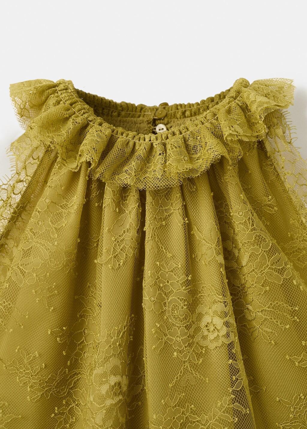 Green Lace Top With Ruff Collar, Dark Green, large image number 5