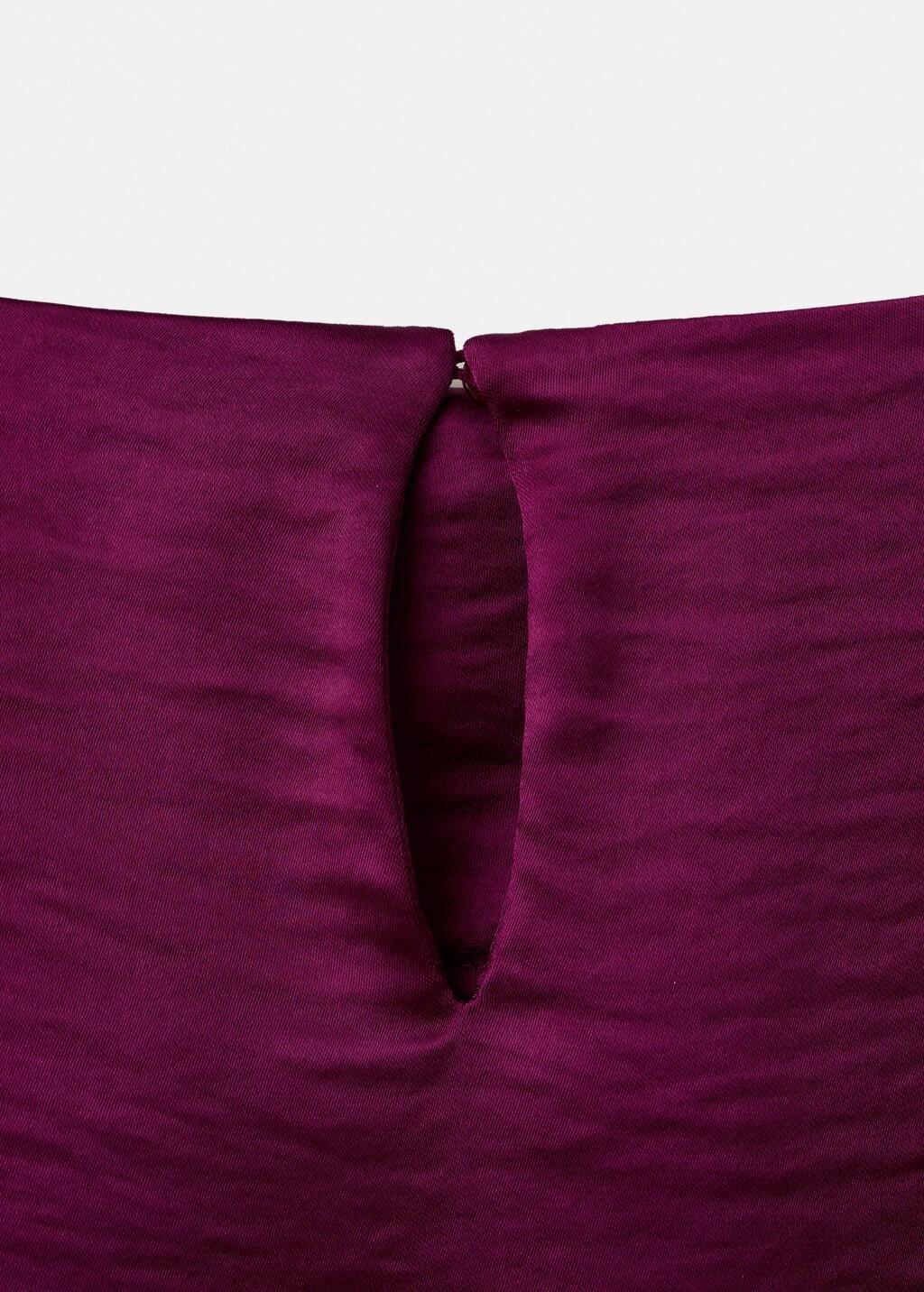 Red Satin Dress With Creased Effect, Medium Red, medium