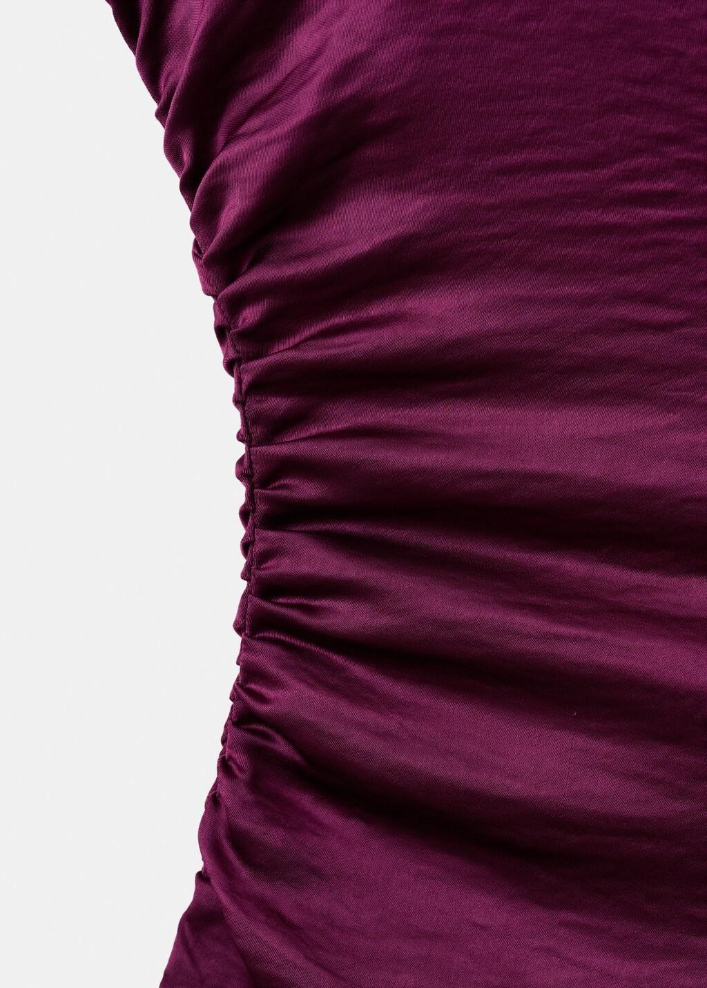 Red Satin Dress With Creased Effect, Medium Red, large image number 5