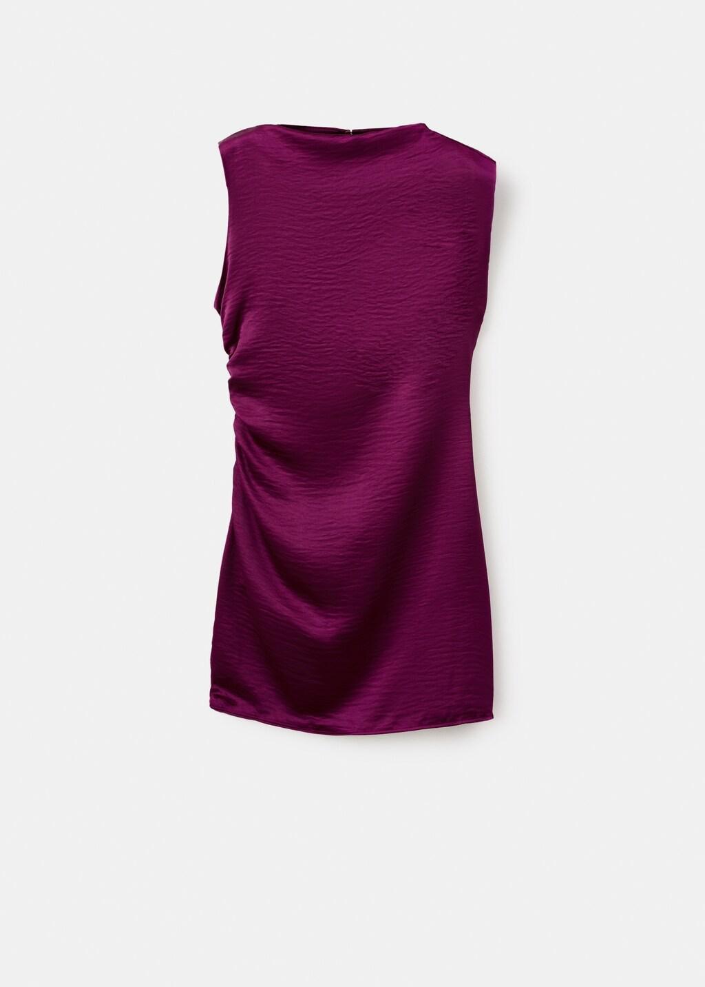 Red Satin Dress With Creased Effect, Medium Red, large image number 7