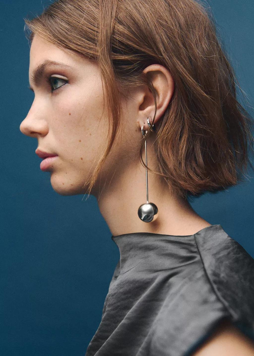 Grey Satin Dress With Creased Effect, Grey, large image number 4