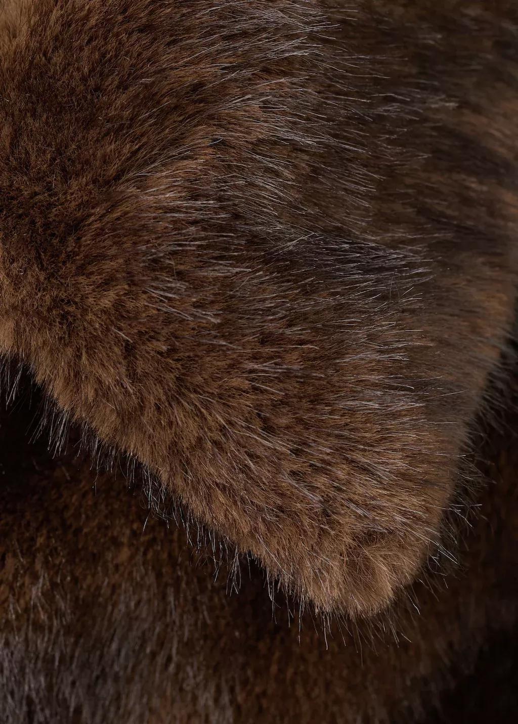 Brown Faux-Fur-Jacket With Lapels, Brown, medium