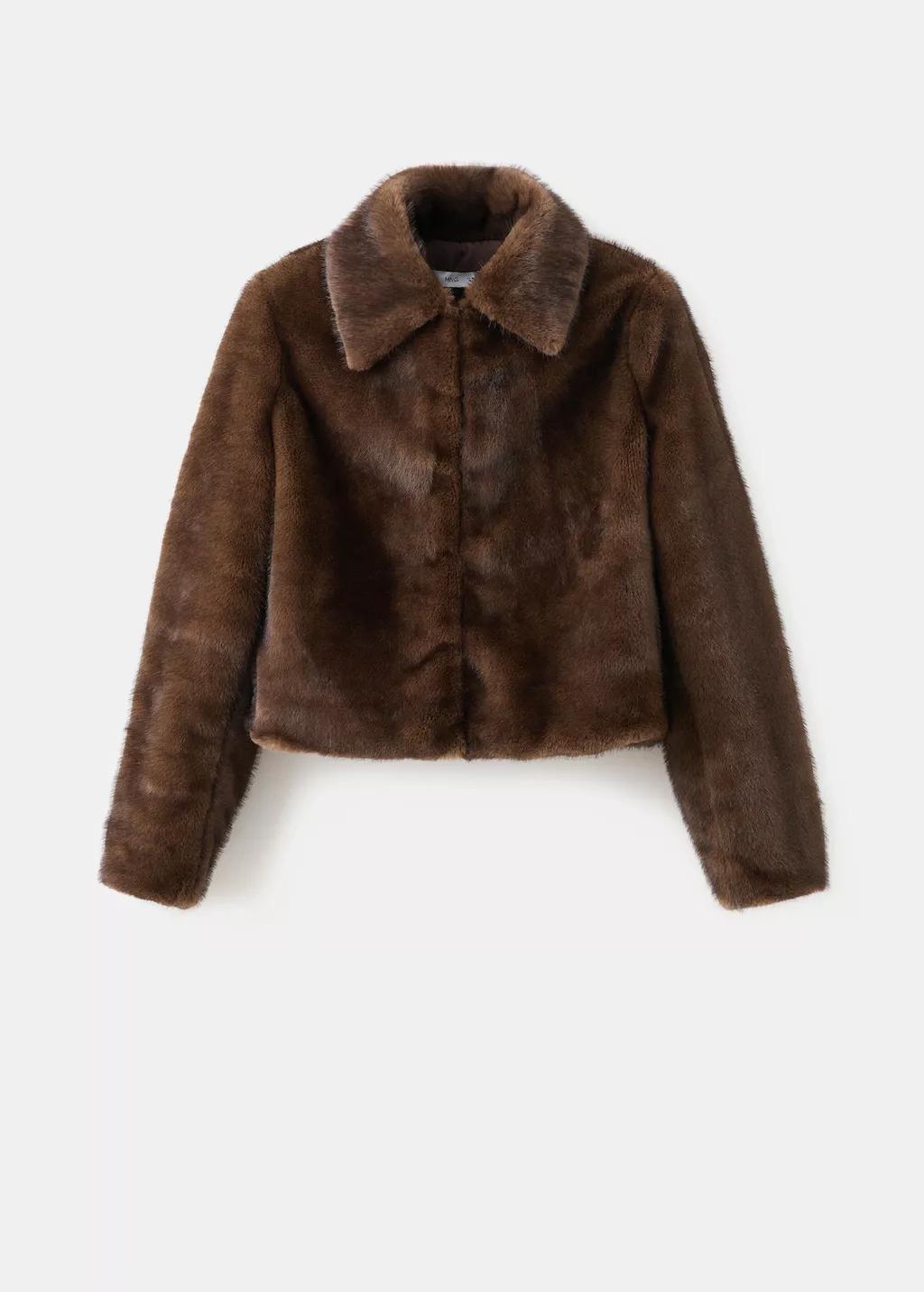 Brown Faux-Fur-Jacket With Lapels, Brown, large image number 6
