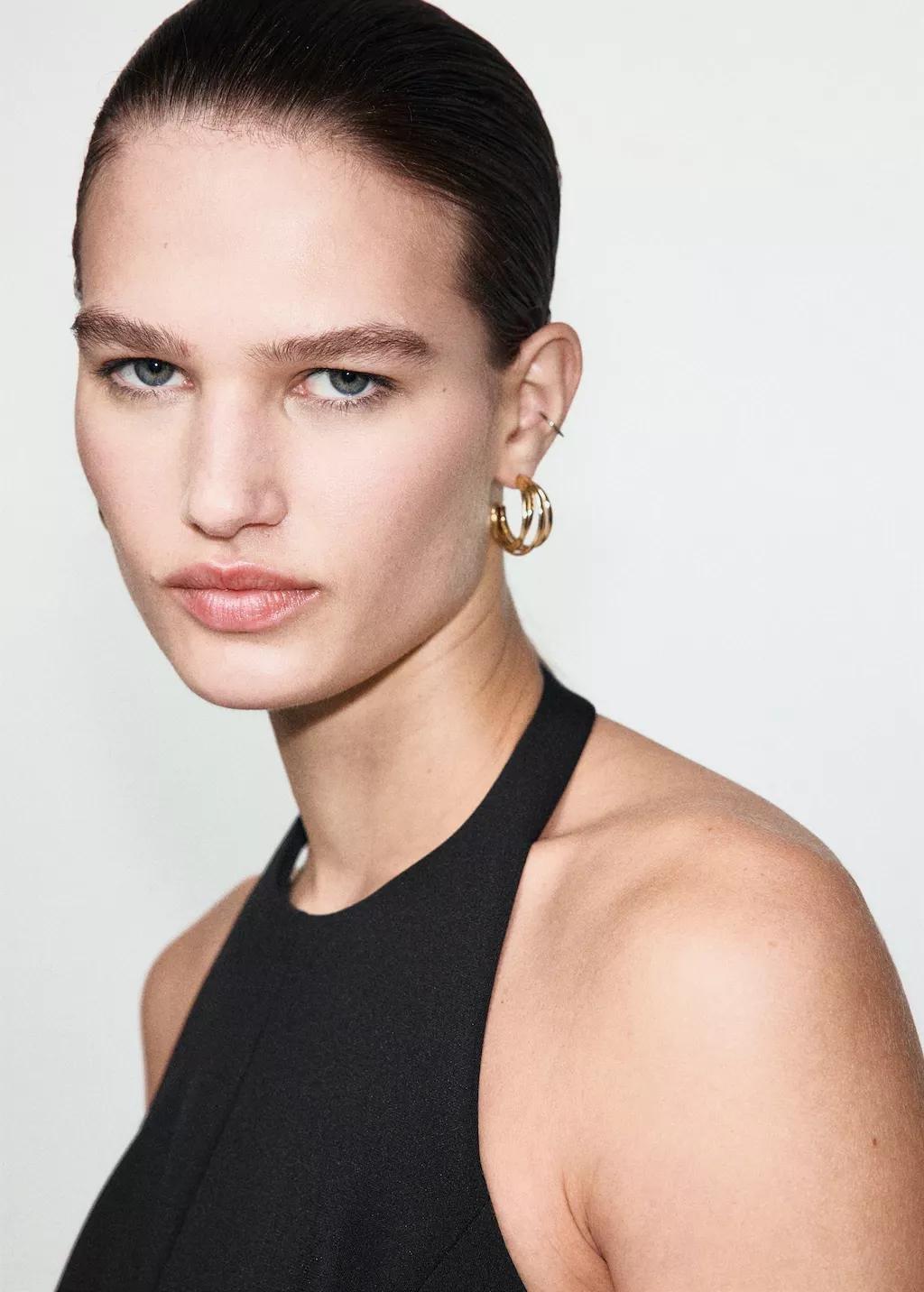 BLACK Peplum top with halter neck, Black, large image number 4