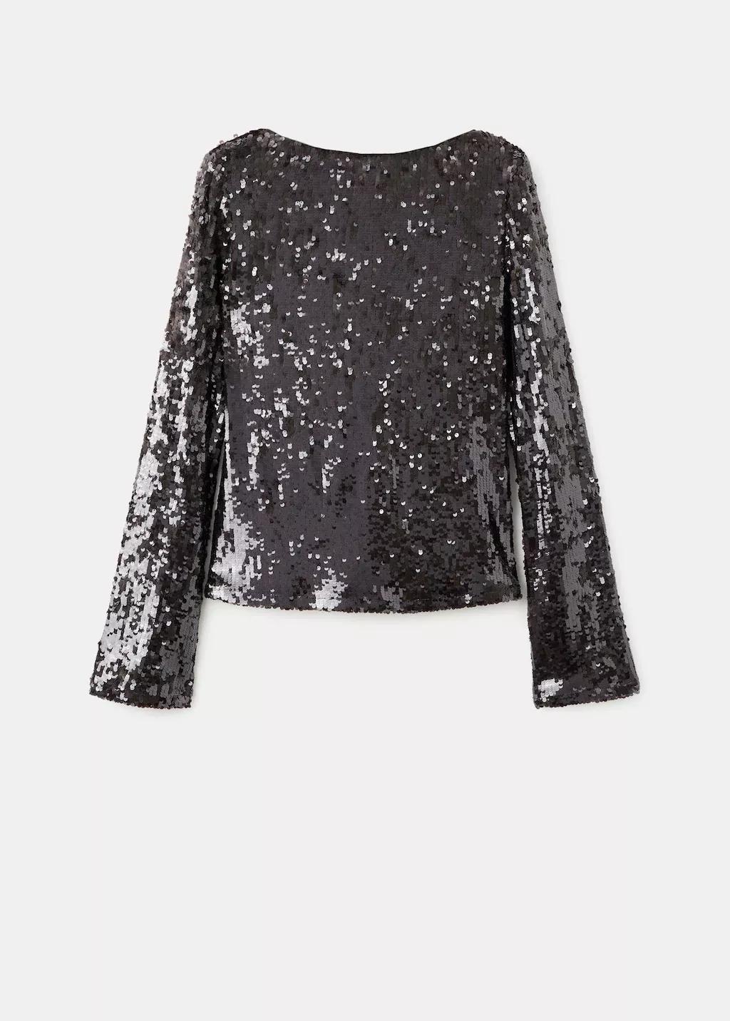 Brown Bell-Sleeved Top With Sequins, 0201_30, large image number 6