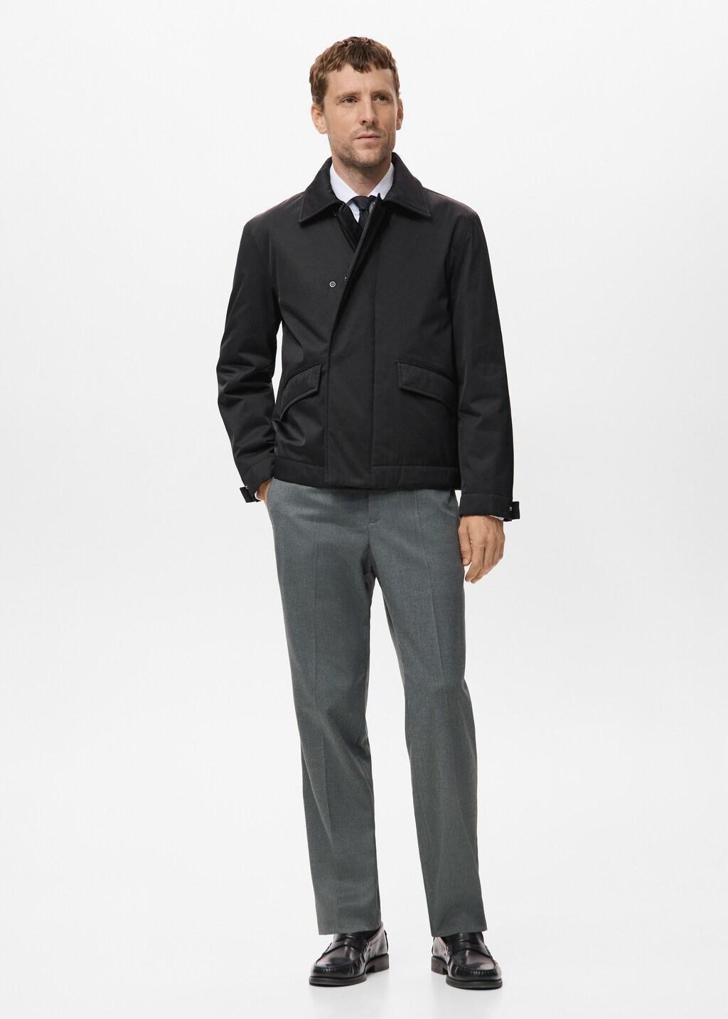 Black Water-Repellent Jacket With Pockets, Black, large image number 0