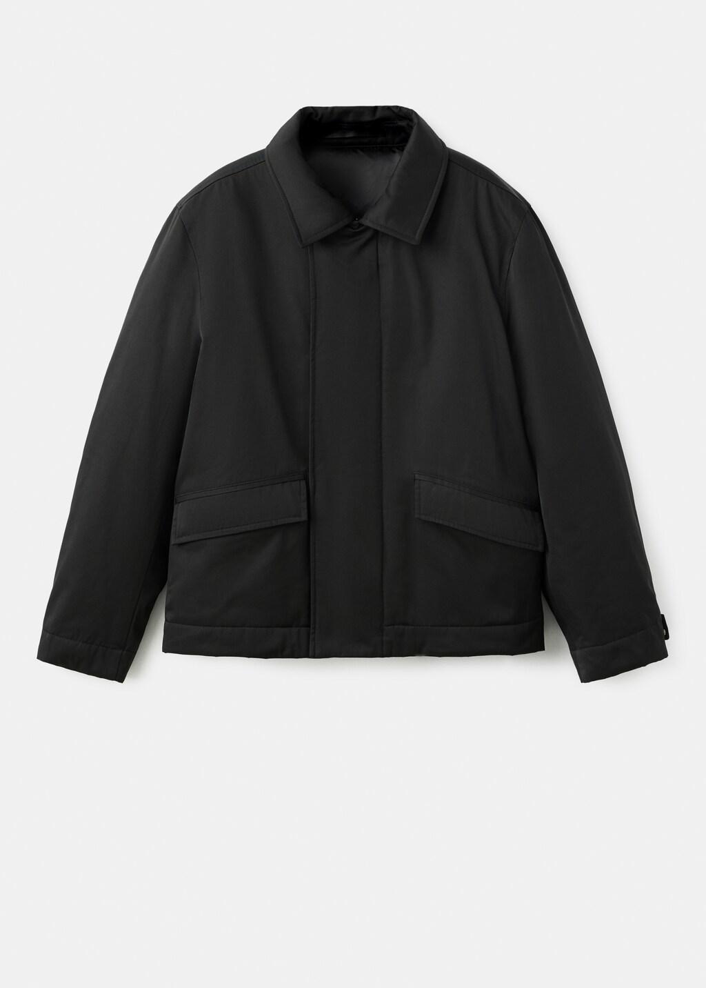 Black Water-Repellent Jacket With Pockets, Black, large image number 6