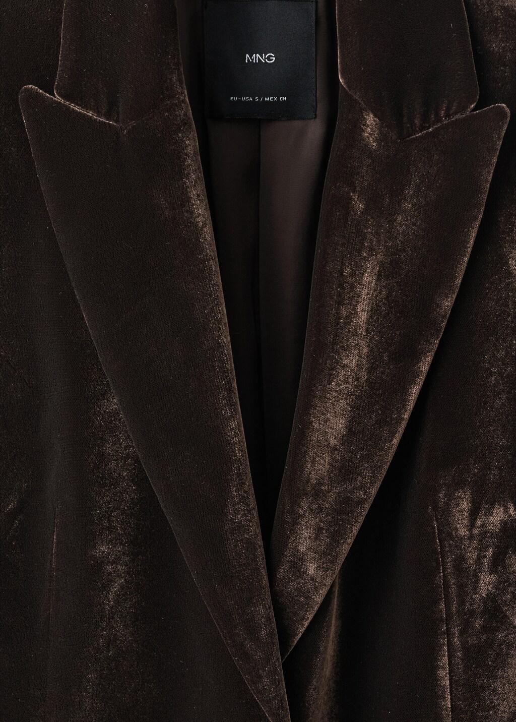 Brown Structured Velvet Blazer, Dark Brown, medium