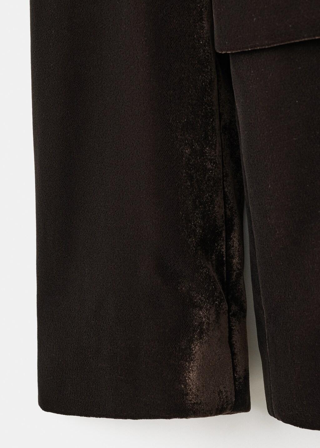 Brown Structured Velvet Blazer, Dark Brown, large image number 5