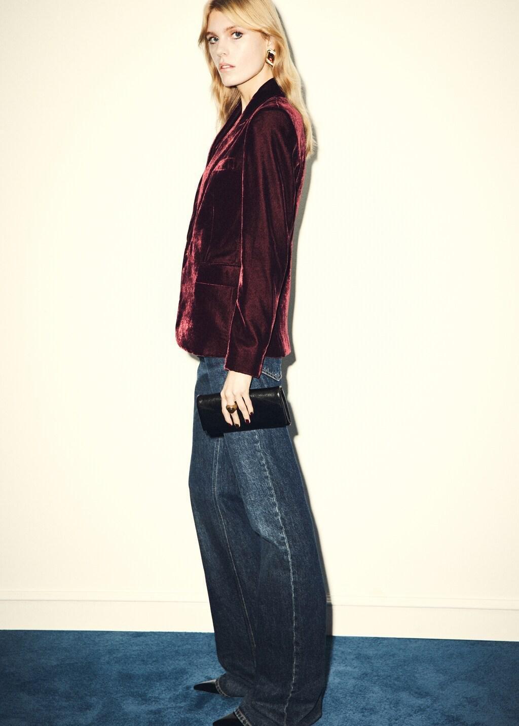 Red Structured Velvet Blazer, 0201_76, medium