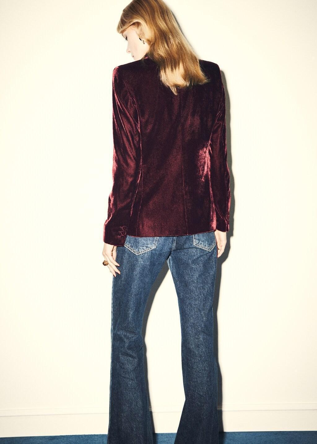 Red Structured Velvet Blazer, 0201_76, large image number 2