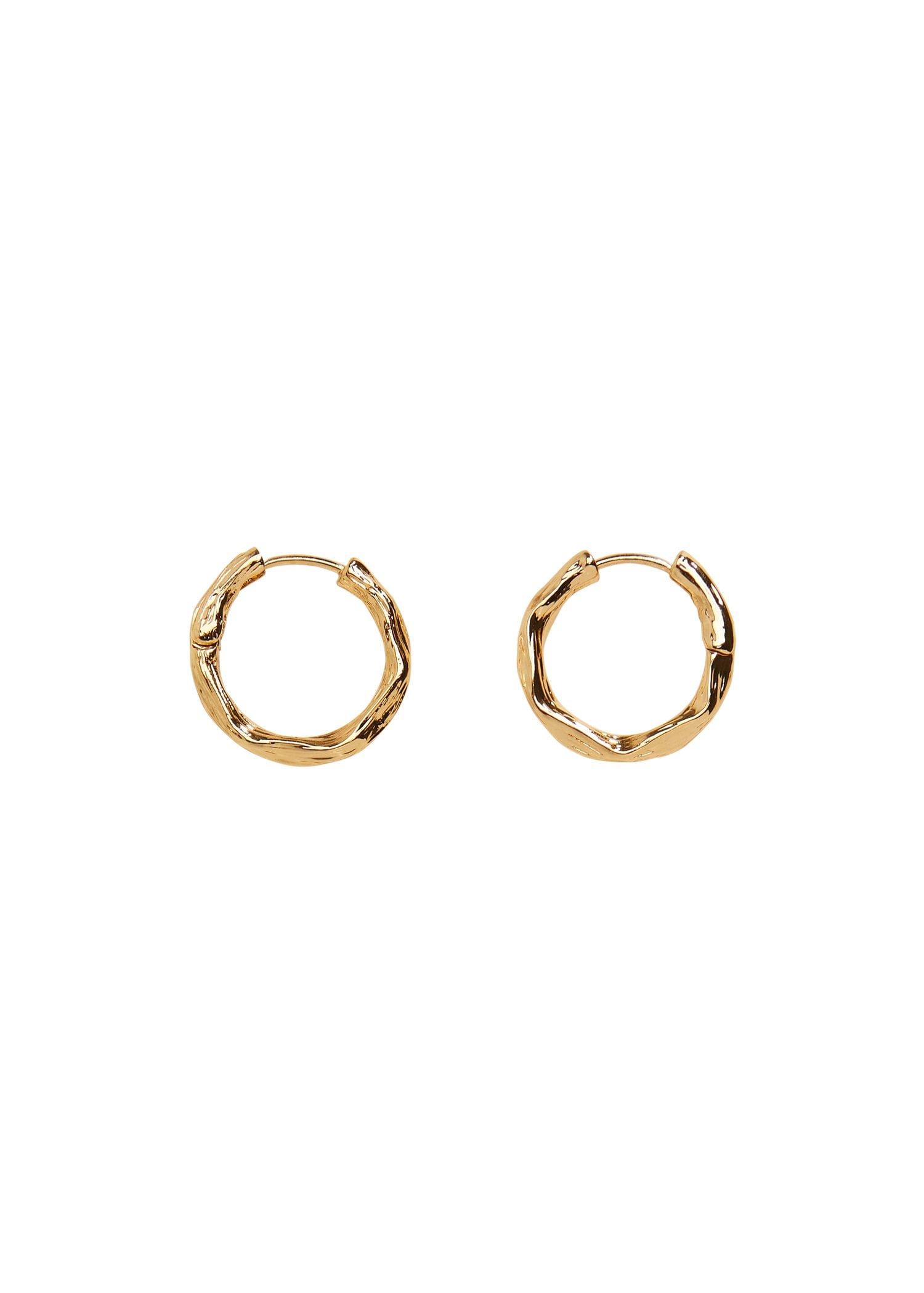 Gold Embossed Hoop Earrings, Women, , large image number 1