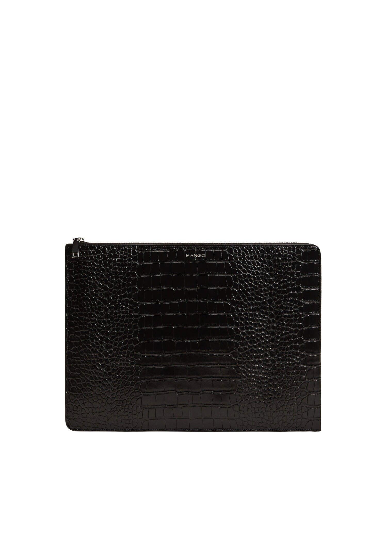 Black Croc-Effect Laptop Case, Women, , large image number 0