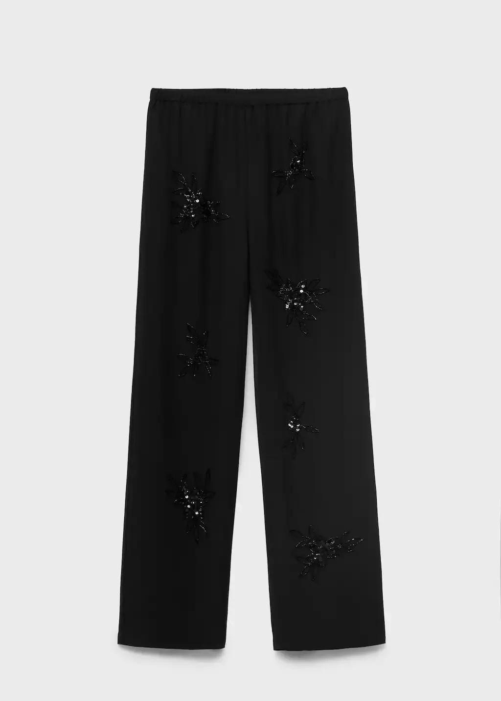 BLACK Rhinestone-embroidered trousers, , large image number 0