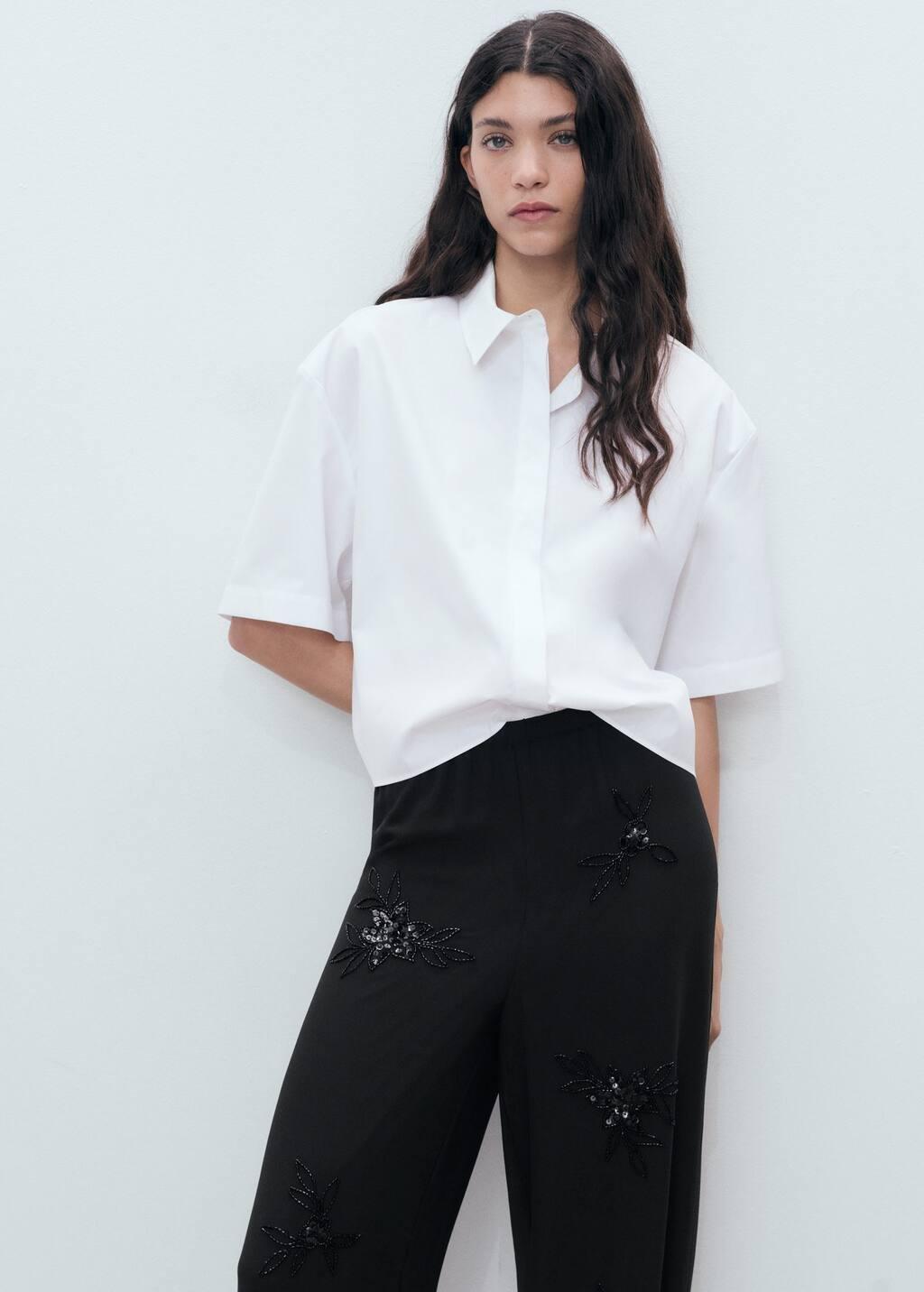 BLACK Rhinestone-embroidered trousers, , large image number 3
