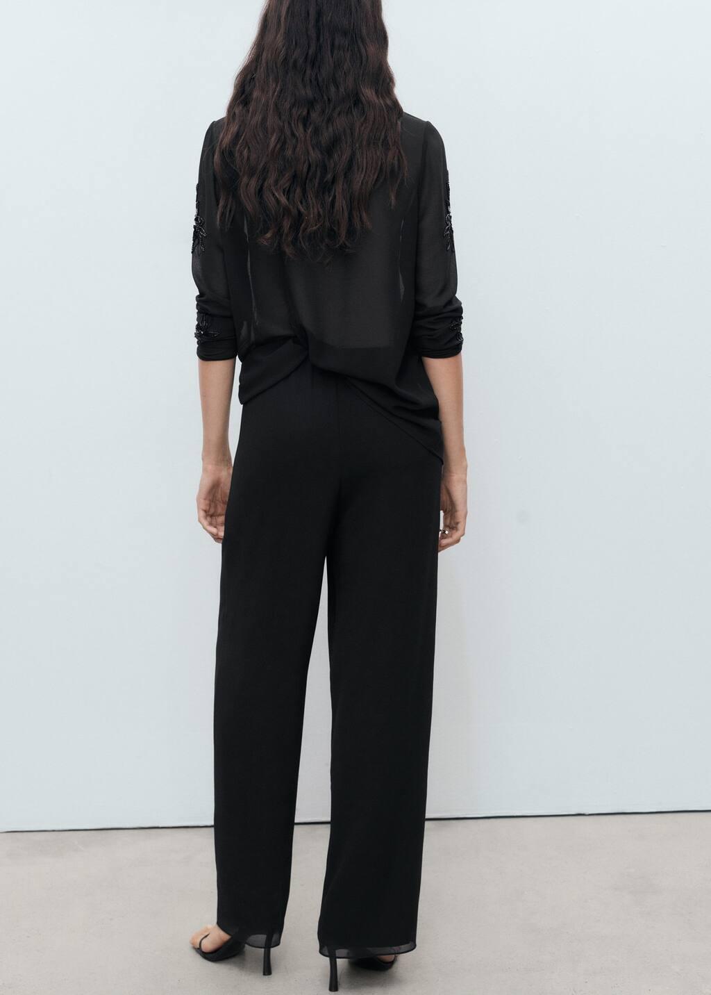 BLACK Rhinestone-embroidered trousers, , large image number 5