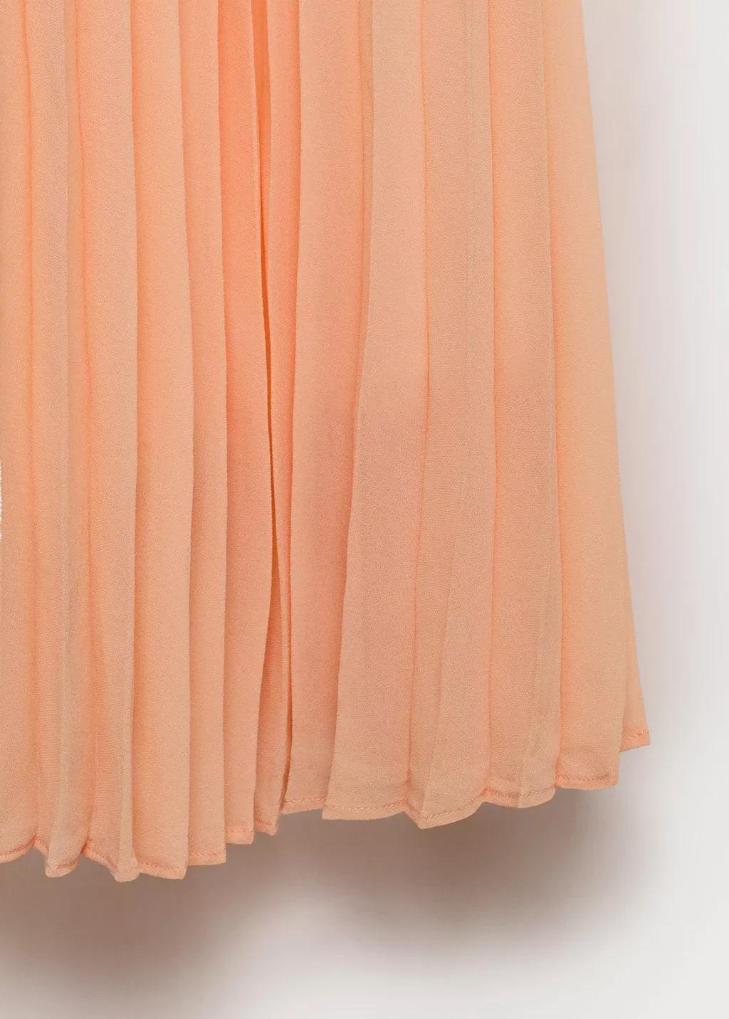 Orange Strapless Pleated Dress, , large image number 4