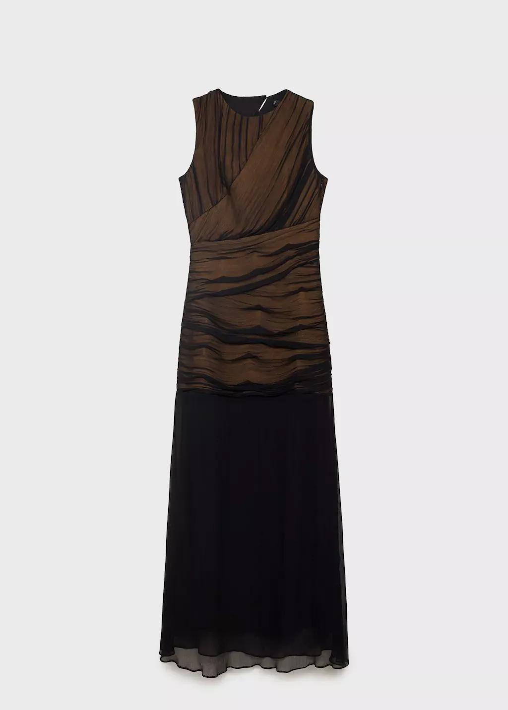 Black Contrasting Textured Dress, , large image number 0