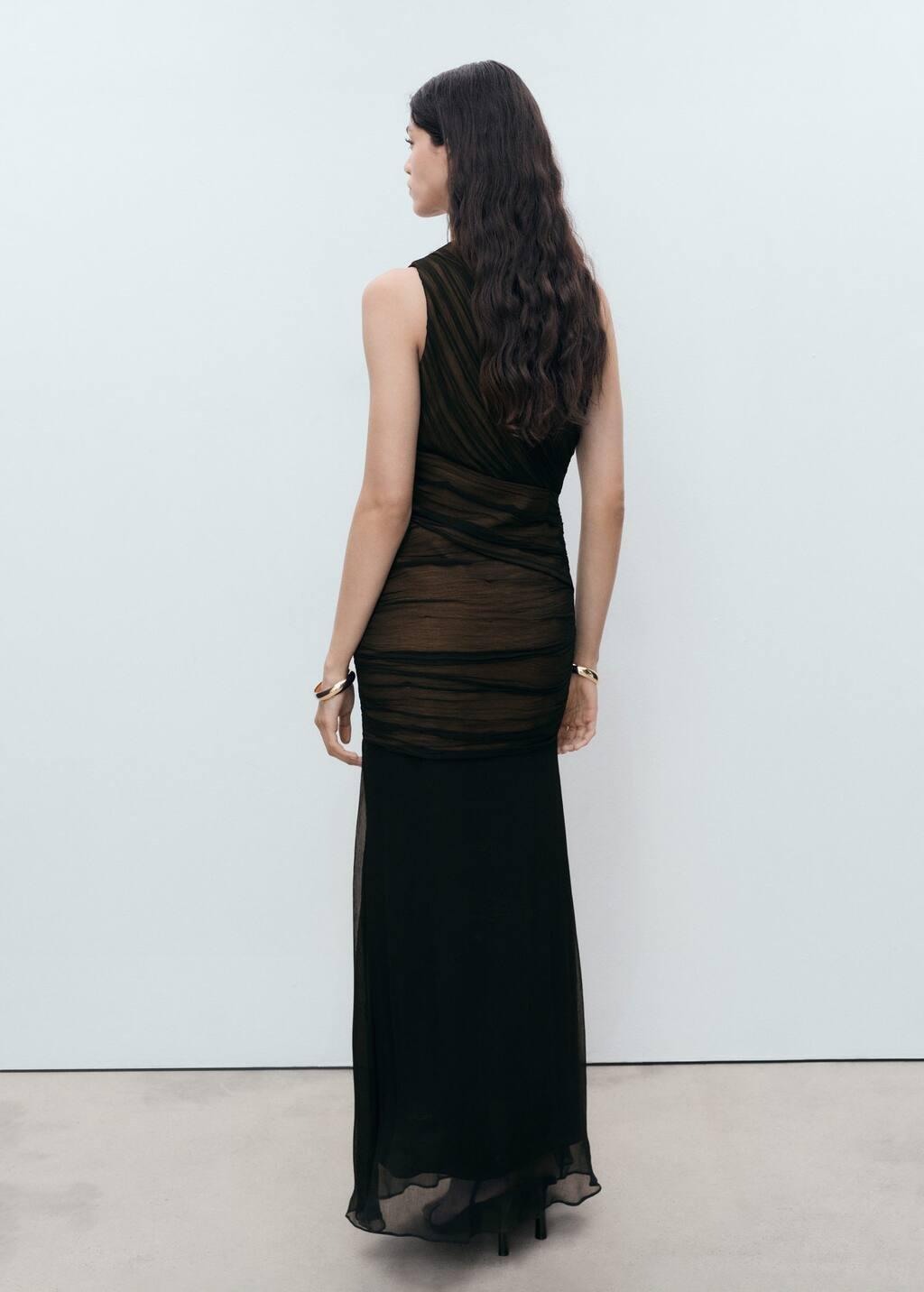 Black Contrasting Textured Dress, , large image number 5