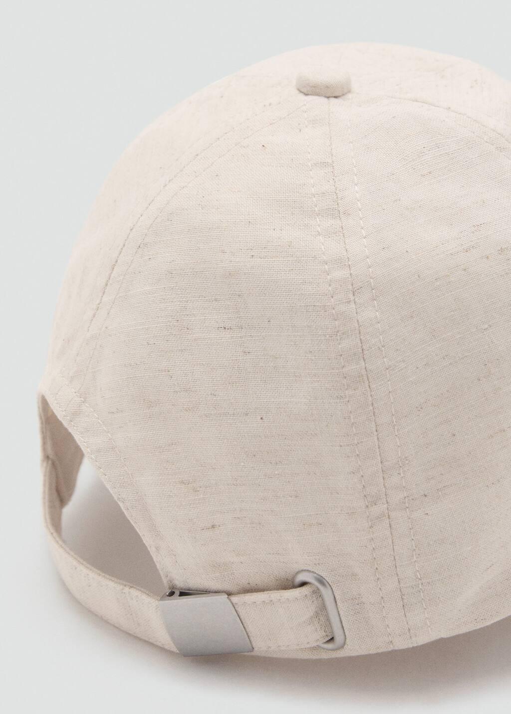 Beige Linen-Blend Cap With Embroidered Message, Light Beige, large image number 1