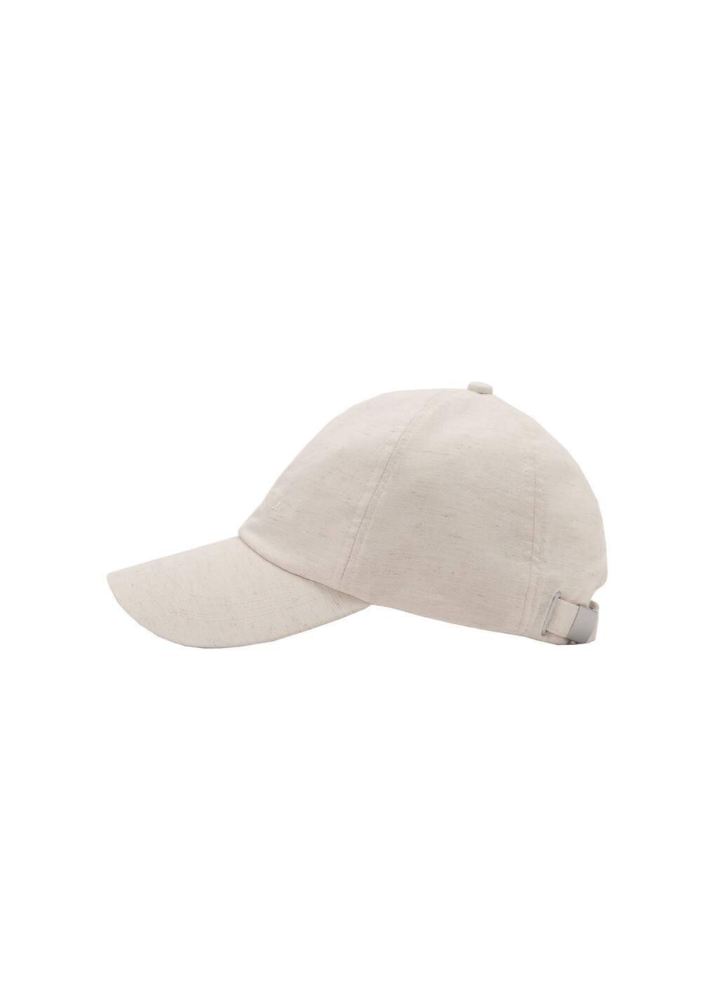 Beige Linen-Blend Cap With Embroidered Message, Light Beige, large image number 3