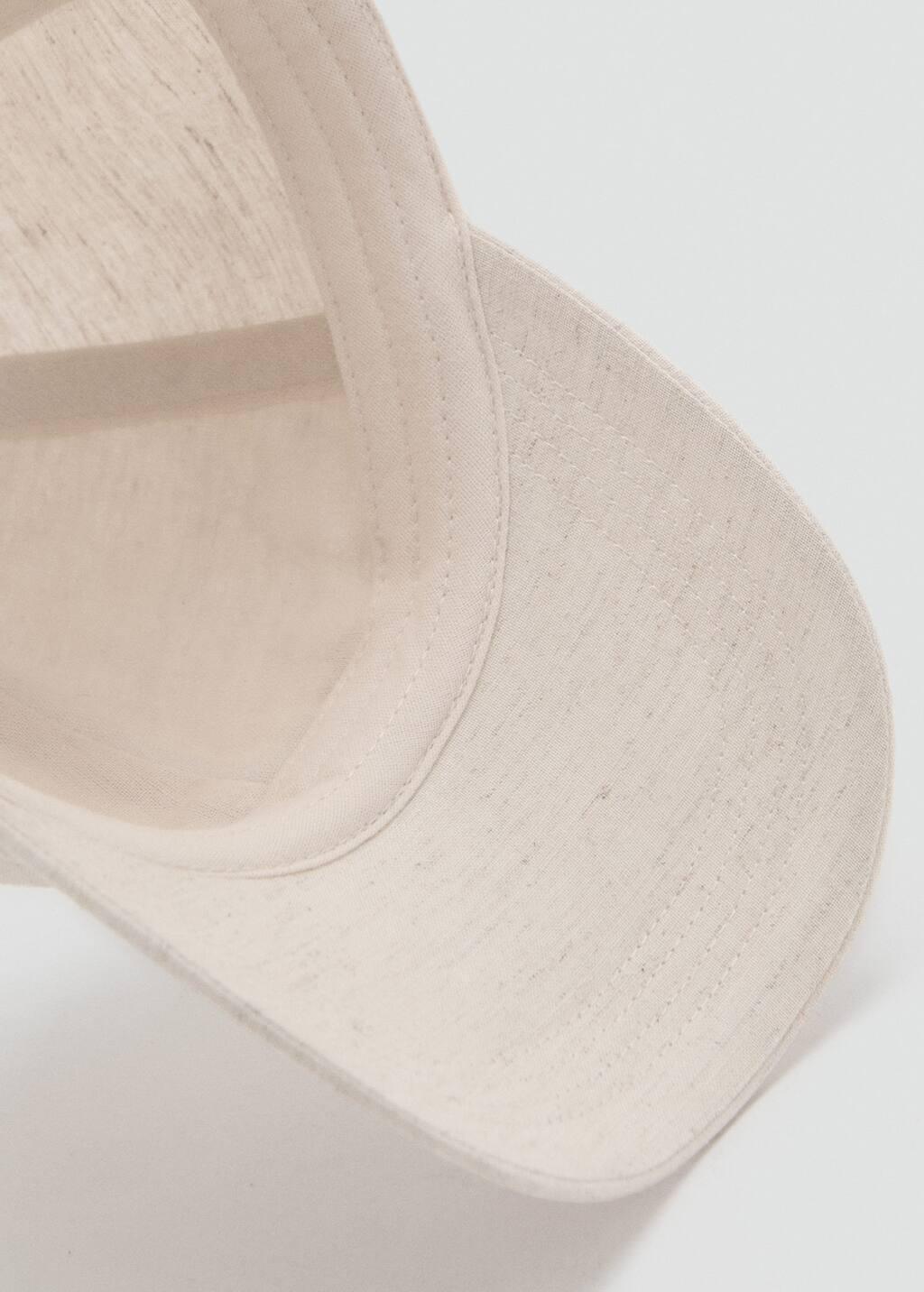 Beige Linen-Blend Cap With Embroidered Message, Light Beige, large image number 4