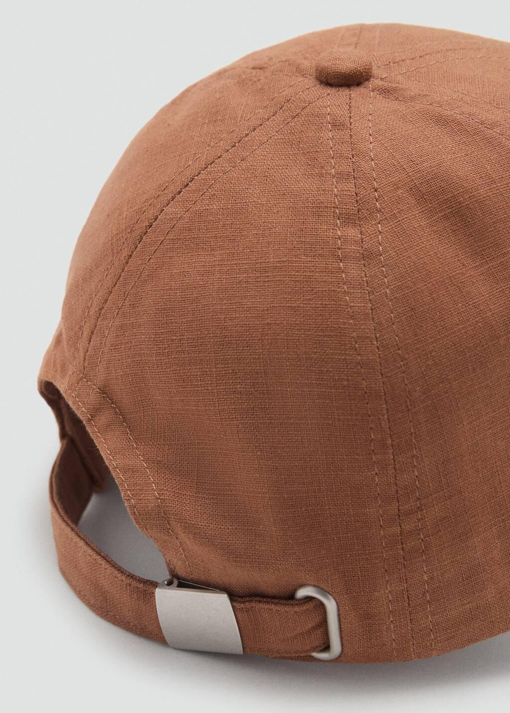 Brown Linen-Blend Cap With Embroidered Message, Brown, large image number 1