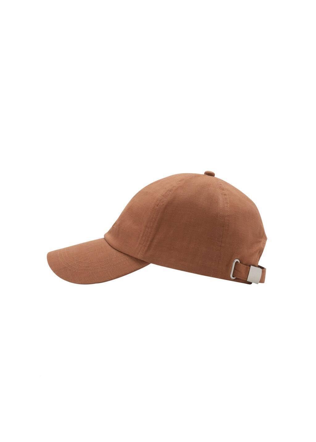 Brown Linen-Blend Cap With Embroidered Message, Brown, large image number 3