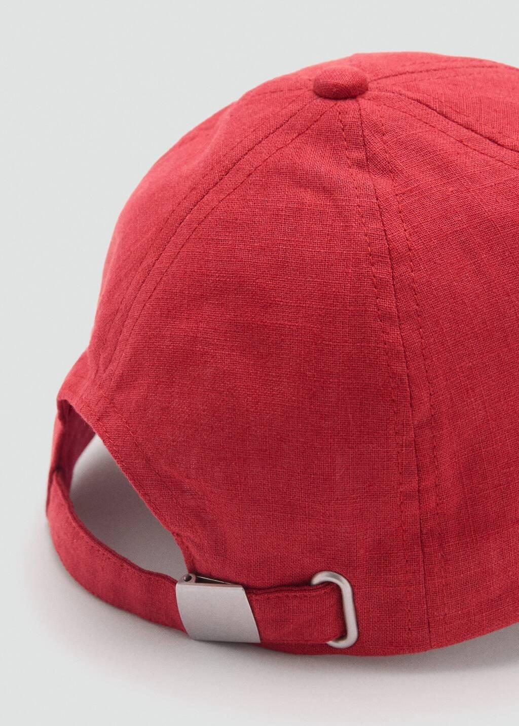Red Linen-Blend Cap With Embroidered Message, Red, large image number 1